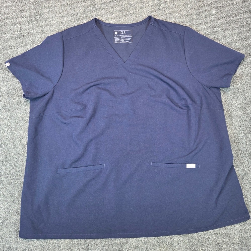 Figs Casma Scrub Top Womens 4XL Navy Blue V Neck Two Pocket Short Sleeve